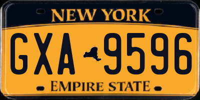 NY license plate GXA9596