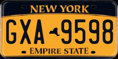 NY license plate GXA9598