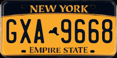 NY license plate GXA9668