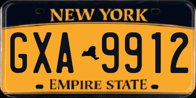 NY license plate GXA9912