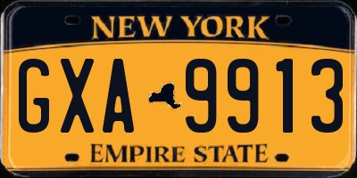 NY license plate GXA9913