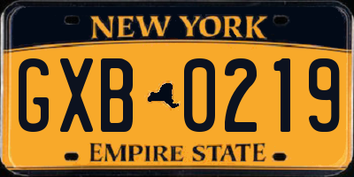 NY license plate GXB0219