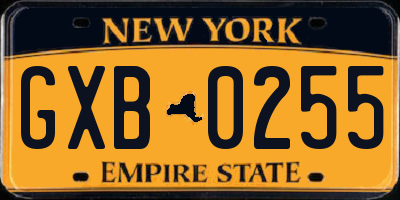NY license plate GXB0255