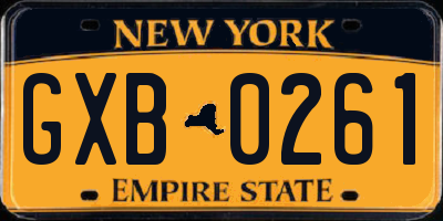 NY license plate GXB0261