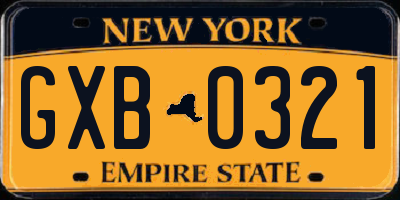 NY license plate GXB0321