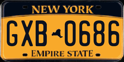 NY license plate GXB0686