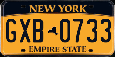 NY license plate GXB0733