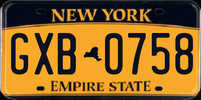 NY license plate GXB0758