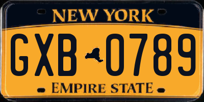 NY license plate GXB0789