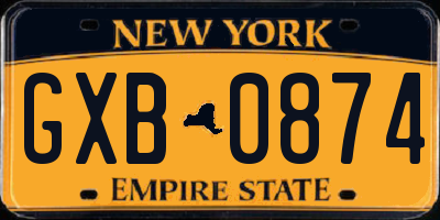 NY license plate GXB0874