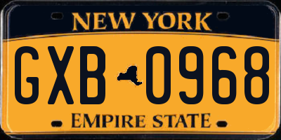 NY license plate GXB0968