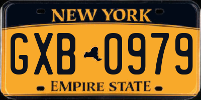 NY license plate GXB0979
