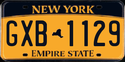 NY license plate GXB1129