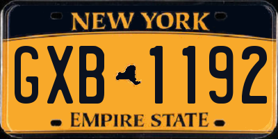 NY license plate GXB1192