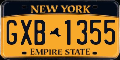 NY license plate GXB1355
