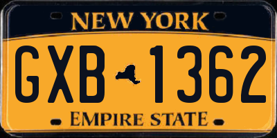 NY license plate GXB1362