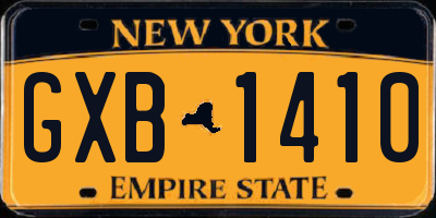 NY license plate GXB1410