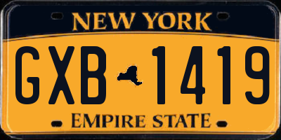 NY license plate GXB1419