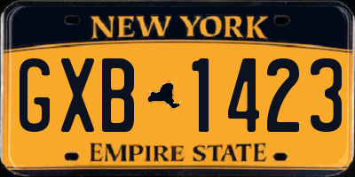 NY license plate GXB1423