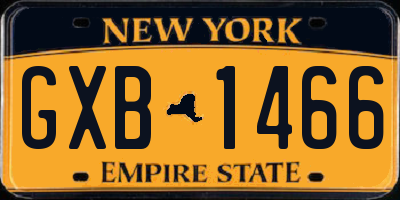 NY license plate GXB1466