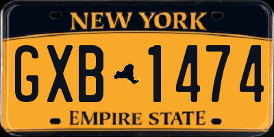 NY license plate GXB1474