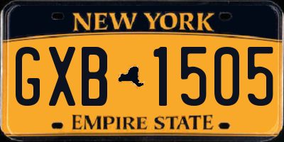 NY license plate GXB1505