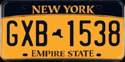 NY license plate GXB1538