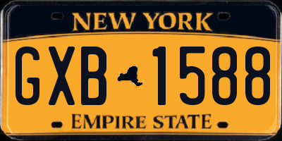 NY license plate GXB1588