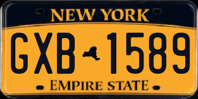 NY license plate GXB1589