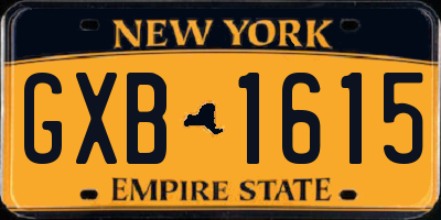 NY license plate GXB1615