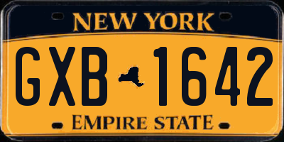 NY license plate GXB1642
