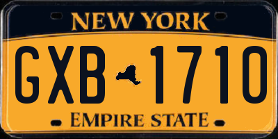 NY license plate GXB1710