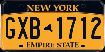 NY license plate GXB1712