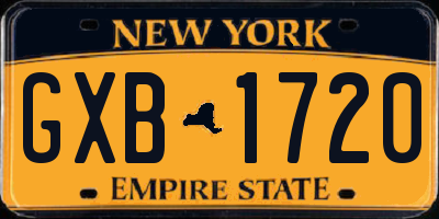 NY license plate GXB1720