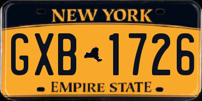 NY license plate GXB1726
