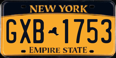 NY license plate GXB1753