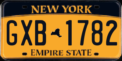 NY license plate GXB1782
