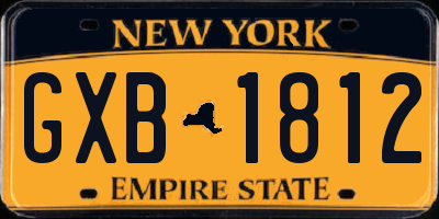 NY license plate GXB1812