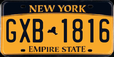 NY license plate GXB1816