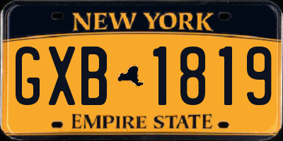 NY license plate GXB1819