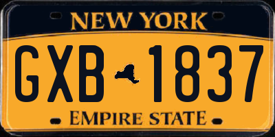 NY license plate GXB1837
