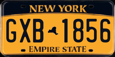 NY license plate GXB1856