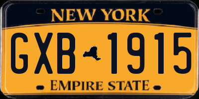 NY license plate GXB1915