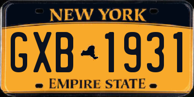 NY license plate GXB1931