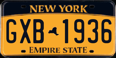 NY license plate GXB1936
