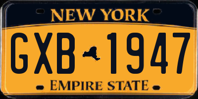 NY license plate GXB1947