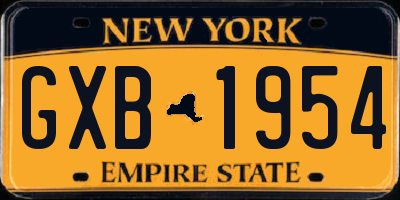 NY license plate GXB1954