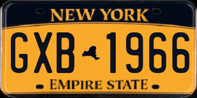NY license plate GXB1966