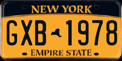 NY license plate GXB1978
