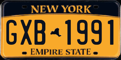 NY license plate GXB1991